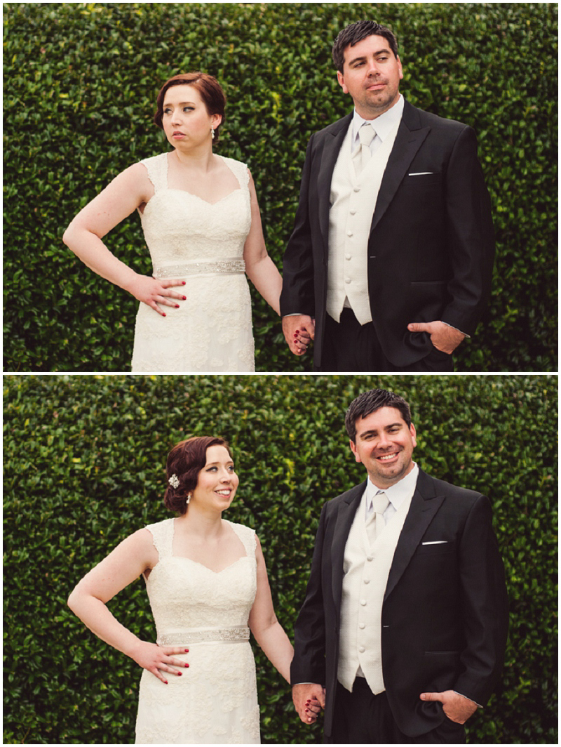 couple holding hands in front of bushes at chateau elan
