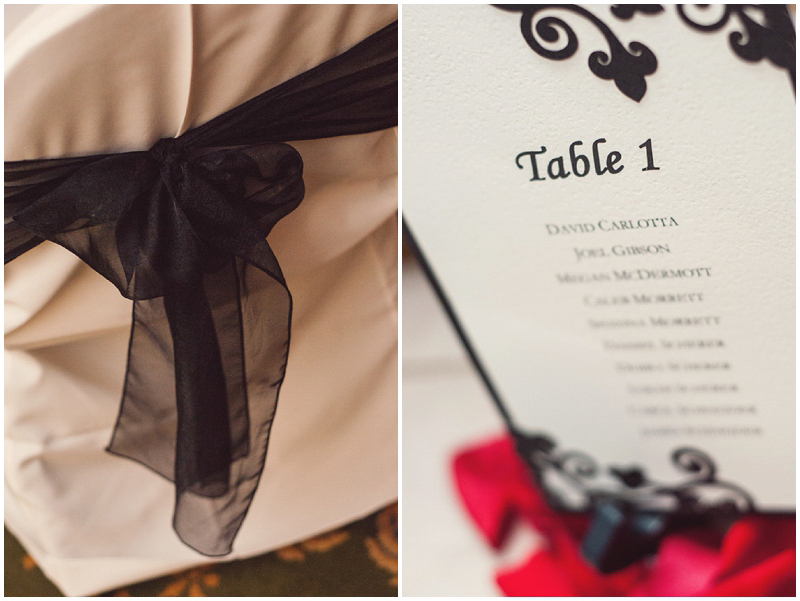 black and white wedding details