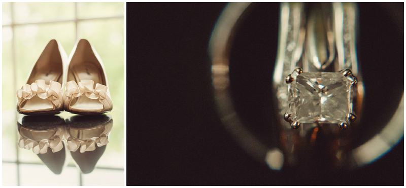 reflection shoe shot and wedding rings shot