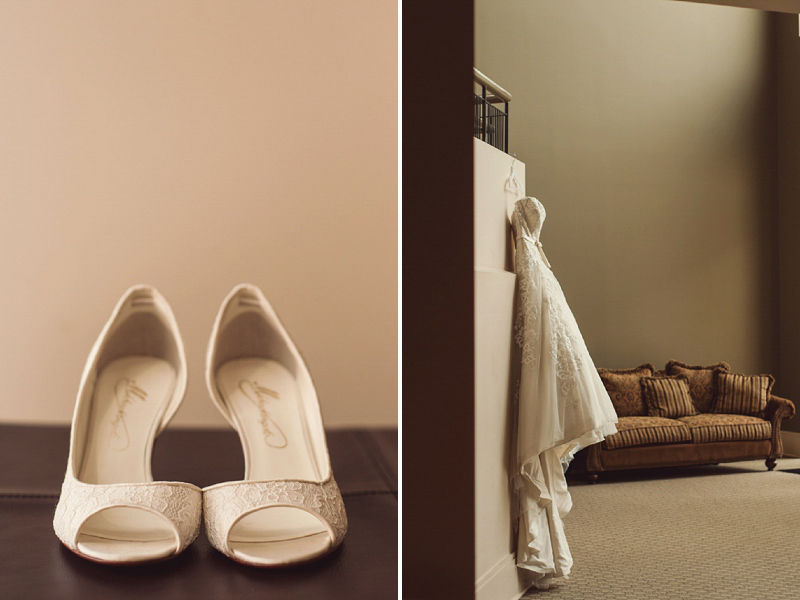 wedding shoes and dress details