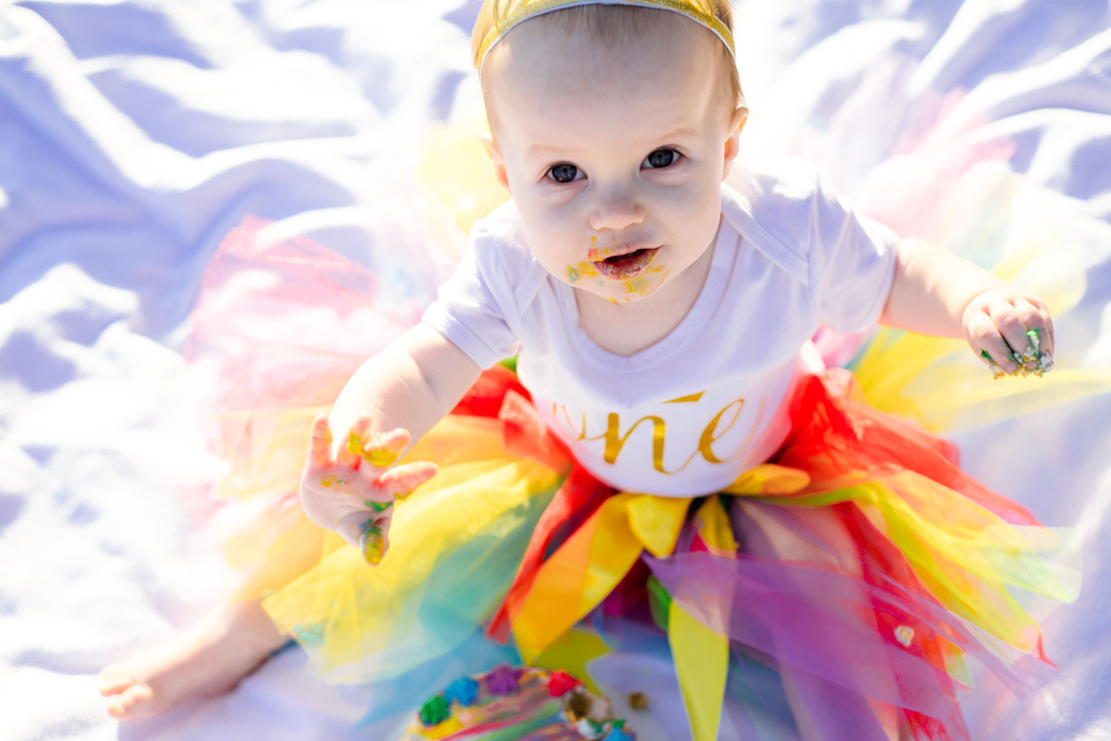 cake smash with rainbow theme by You are Raven